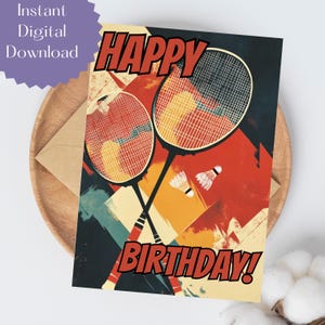 Badminton Geburtstagskarte, Sportkarten, Badminton, Druckbare Karte, Badminton Geburtstagseinladung, Junge Geburtstagskarte, Mädchen Geburtstagskarte