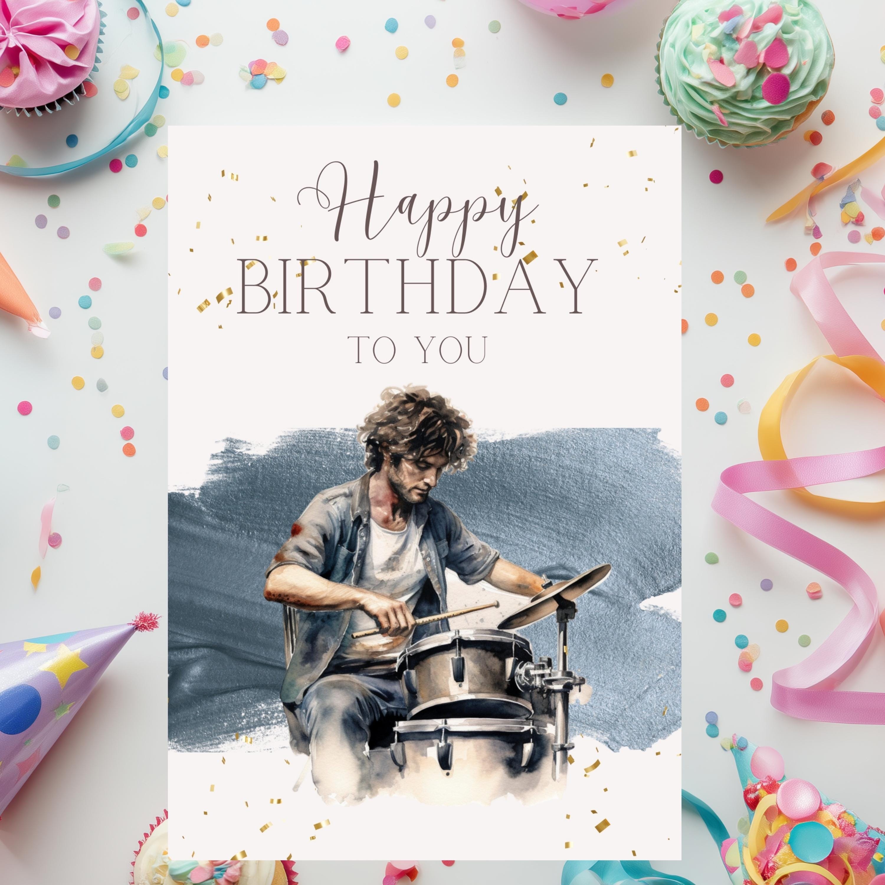 Carte D'anniversaire Batteur, Carte D'anniversaire Musicien, Carte D'anniversaire Pour Musiciens, Carte Pour Lui, Téléchargement Immédiat, Carte D' Anniversaire Garçon - France