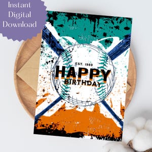 Invitations d'anniversaire de baseball, carte d'anniversaire, cartes de sport, carte d'anniversaire de garçon, carte d'anniversaire de filles, téléchargement immédiat, carte d'anniversaire de sport