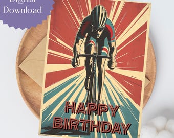 Racing bike birthday, Bike birthday, Bicycle birthday, Bike Adventure card, Cyclist card,Cyclist birthday, Card for cyclist,Instant Download