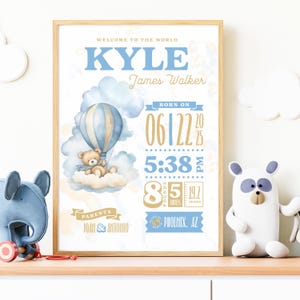 New Baby Boy Gift, New Baby Gift Personalised, New Baby Print, Christening Gift, Birth Details Print, Birth Stats, Personalised Baby Gift