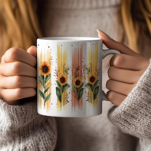 Sunflower Mug, Boho Wildflowers, Flowers Mug, Floral Nature Mug, Sunflower Tea Cup,  Housewarming Gifts, Mothers Day Gifts