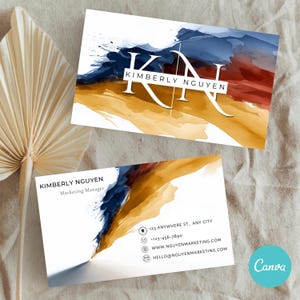Modern Palette Business Card Template, Modern Business Card, Minimalist Business Card, Canva Business Card Template, Canva Editable