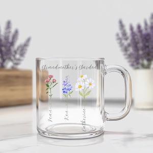 Personalised Mug, Boho Wildflowers, Flowers Mug, Mugs, Mugs with Flowers, Grandmas Garden, Mothers Day Gifts, Flowers, Birth Flowers Gift