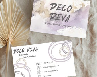 Mauve Business Card Template,  Modern Business Card, Minimalist Business Card, Canva Business Card Template, Canva Editable