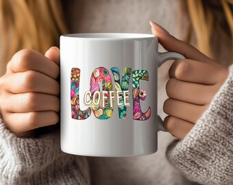 Love Coffee, Mug à café, Mug à café coloré, Mug à motif de mug, Cadeau pour les amateurs de café, Cadeau pour les amateurs de café