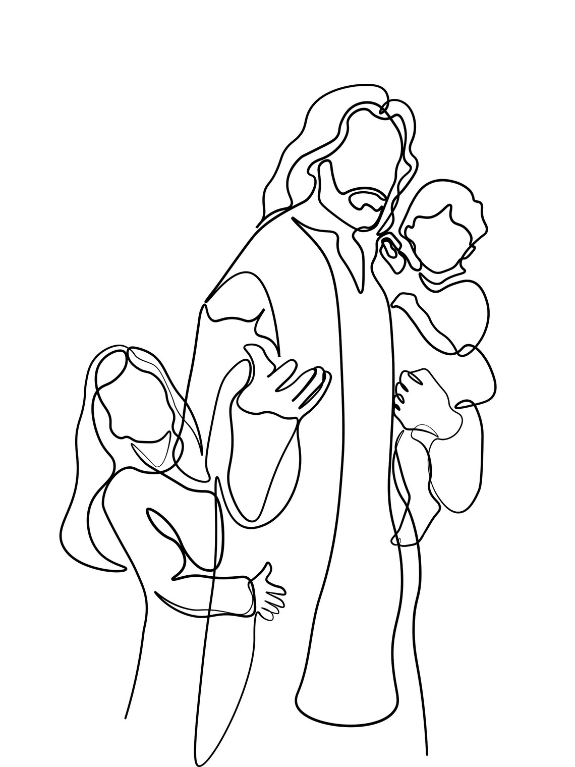 Jesus Wall Art, Jesus Line Art, Jesus Minimalist Wall Art, Jesus Loving