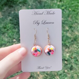 Handmade Sprinkle Donut Polymer Clay Earrings