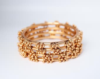 Matte Gold Indian Bangles | Bridal Churi Kada Set | Desi Wedding Jewelry | Traditional Festival Bangle Set | Gold Tone Gift for Her