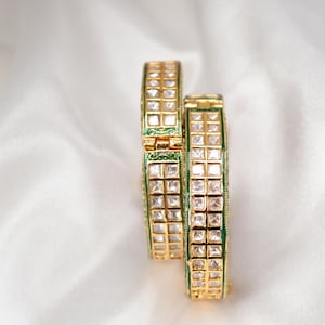 Luxury Kundan Bangles - Indian Bridal Jewelry (Set of 2) Handcrafted | Statement Jewelry | Perfect for Weddings & Festive Occasions