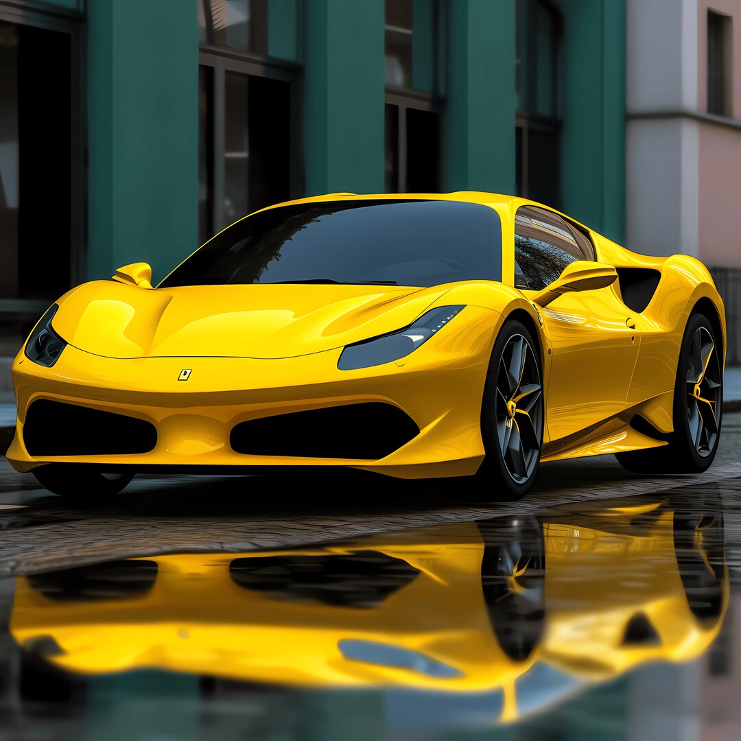 The Exotic Yellow Ferrari - Etsy