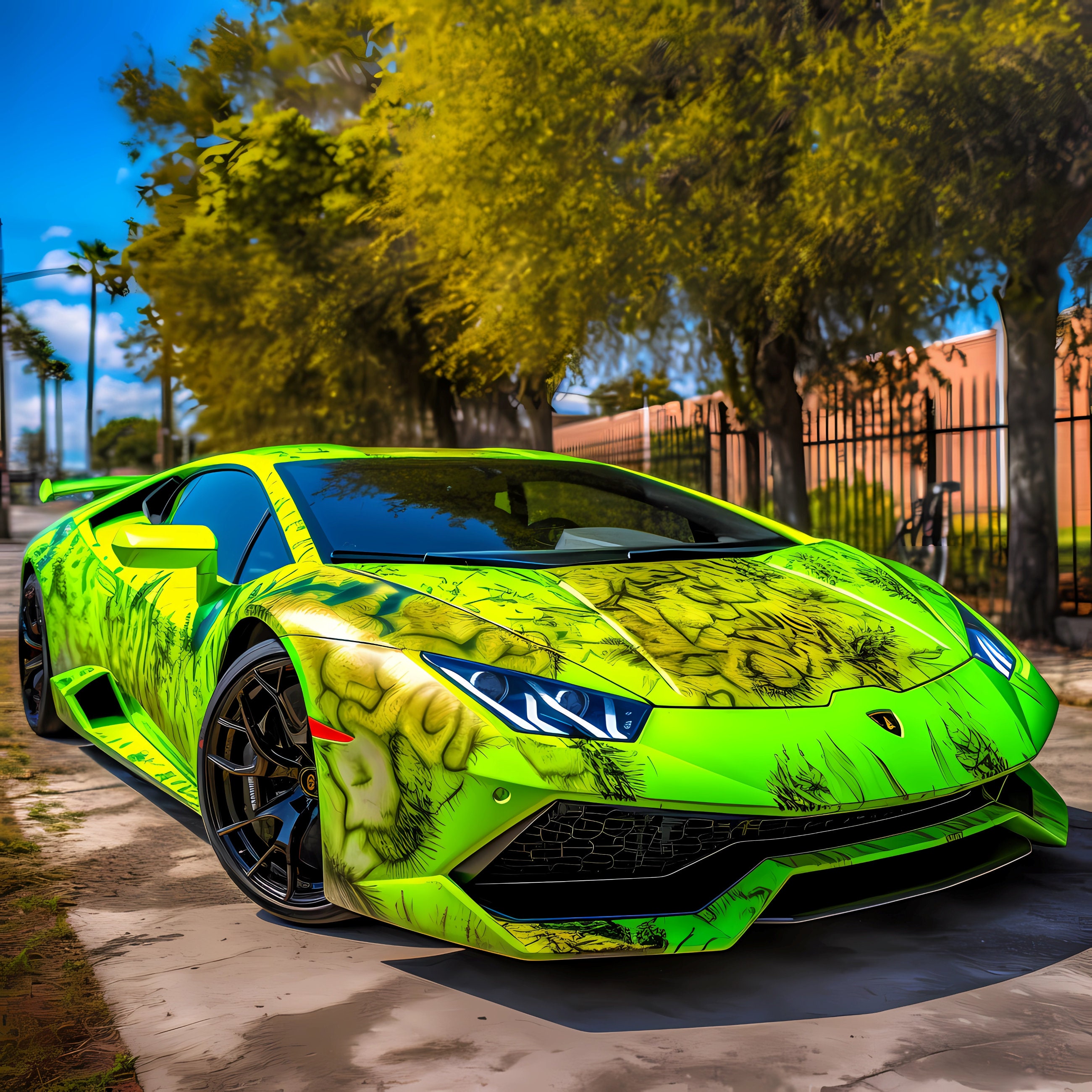 Lime Green Artsy Lamborghini
