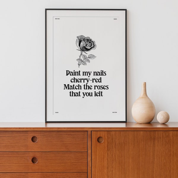 Miley Cyrus Flowers Lyrics Wall Art | Song Lyrics Digital Download | Miley Cyrus | Flowers Lyrics Art | Gift Idea | Music Art | Miley Art