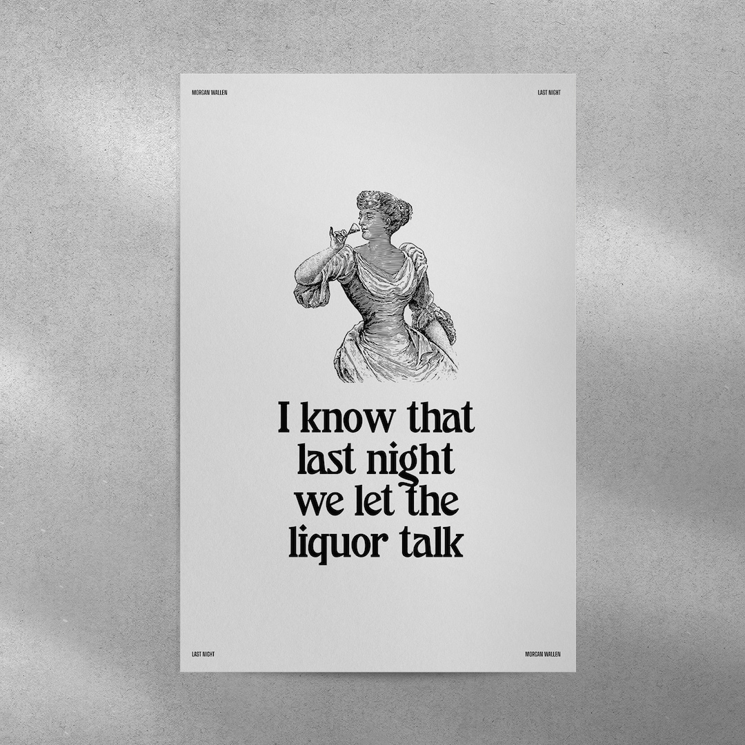 Wallen Lyrics Poster Last Night Digital Download Country Music