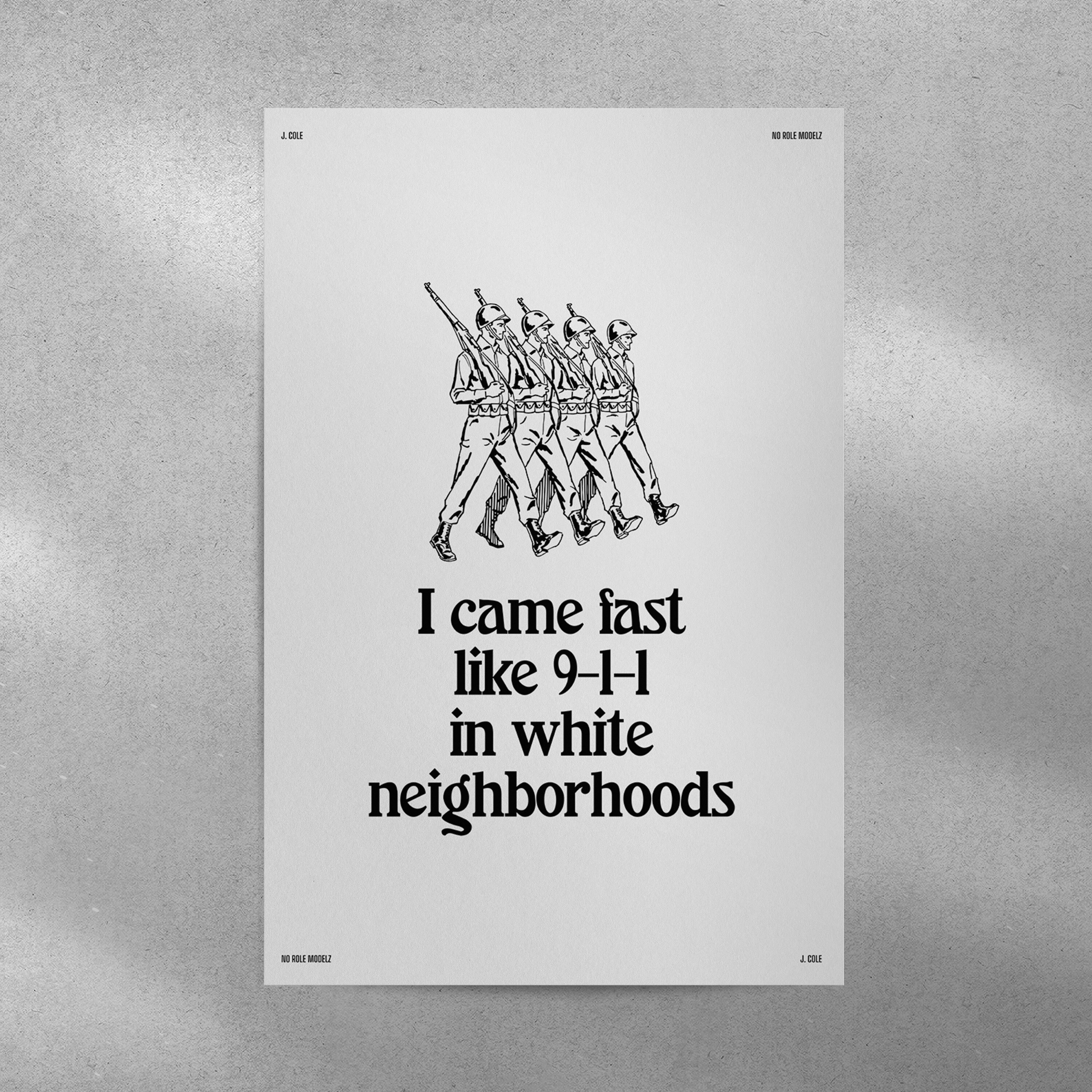 J. Cole No Role Modelz Lyrics Wall Art | Song Lyrics Digital Download