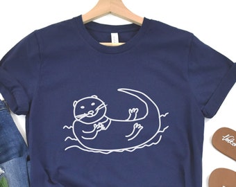 Otter Shirt, Cute Otter, Otter Lover TShirt, Animal Lover Tee Gift For Her, Otter Print Shirt, Otter Birthday Gift Shirt