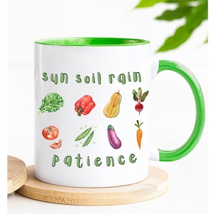 Sun Soil Rain Patience Mug, Gift Mug For Gardener, Farmer&#39;s  Mug, Summer Mug, Farmer&#39;s Market Mug, Color Handle Mugs, Colorful Mug