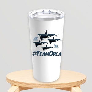 Travel Mug 20oz Tumbler #TeamOrca Show your support for Orcas! Are you on their team? Stainless Steel Double Wall Travel Mug
