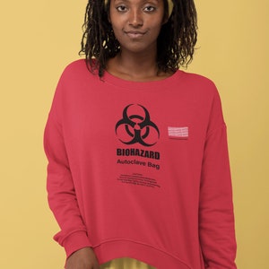 Biohazard autoclave bag crewneck, science gift laboratory sweatshirt
