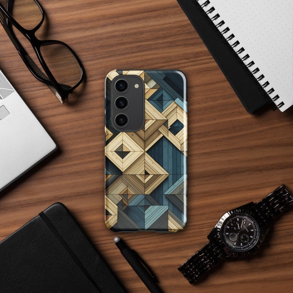 Geometric Fusion Phone Case, Modern Artistry, Dual-Layered Protection, ,Tough case for Samsung®