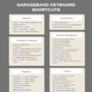 GarageBand Keyboard Shortcuts, Keyboard Shortcuts, Mastering, GarageBand, Cheat Sheet, Mixing, Shortcuts, Pro Tools, Logic Pro X, FL Studio
