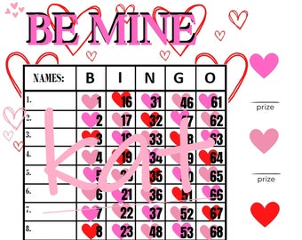 Valentine's Day Bingo Board - Be Mine - 15 player