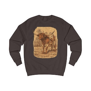 Texas Long Horn Unisex Sweatshirt, Longhorn Graphic Jumper, Texas Casual Pullover, Cow Skull Sweater, Southwest Crewneck Top, Texas Longhorn