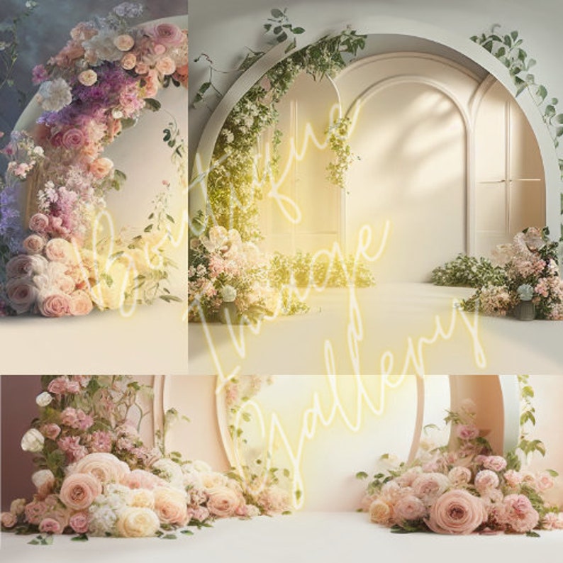 Floral Arch Instant Digital Backdrop Wedding Portrait - Etsy