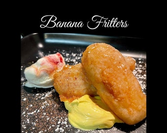 BANANA FRITTERS RECIPE. This Gorgeous Recipe is a Digital Download and  A4 Printable from the comfort of your own home.