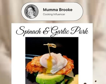 Spinach & Garlic Pork Recipe. This Quick and Easy Homemade Recipe is A4 Printable from the comfort of your own home.