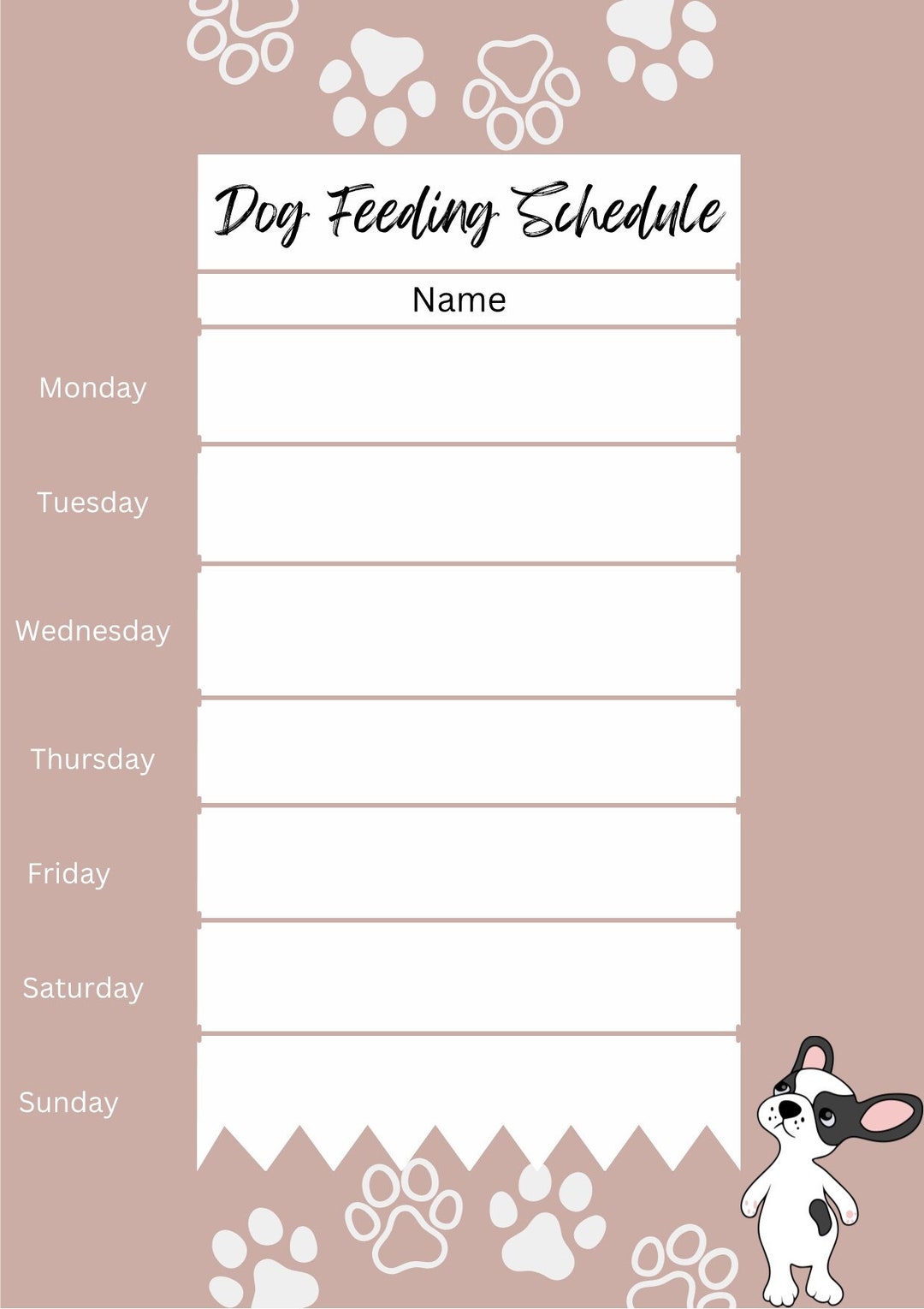KP25. Dog Feeding Schedule Cat Feeding Schedule A4 Printable - Etsy
