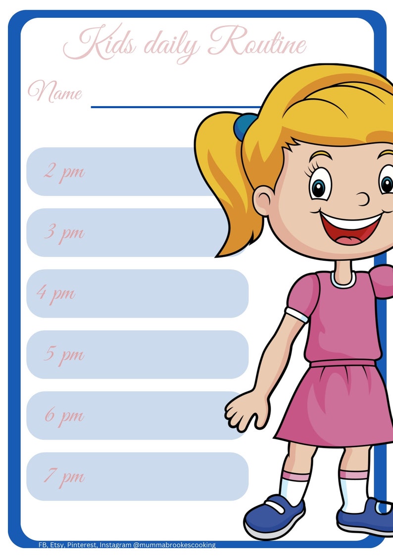Kids Daily Routine Girl 2 Pack A4 Printable - Etsy