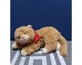 Ty Al E cat Ginger Tabby Cat Orange White Plush 1996 Red Bow Vintage Beanie Baby
