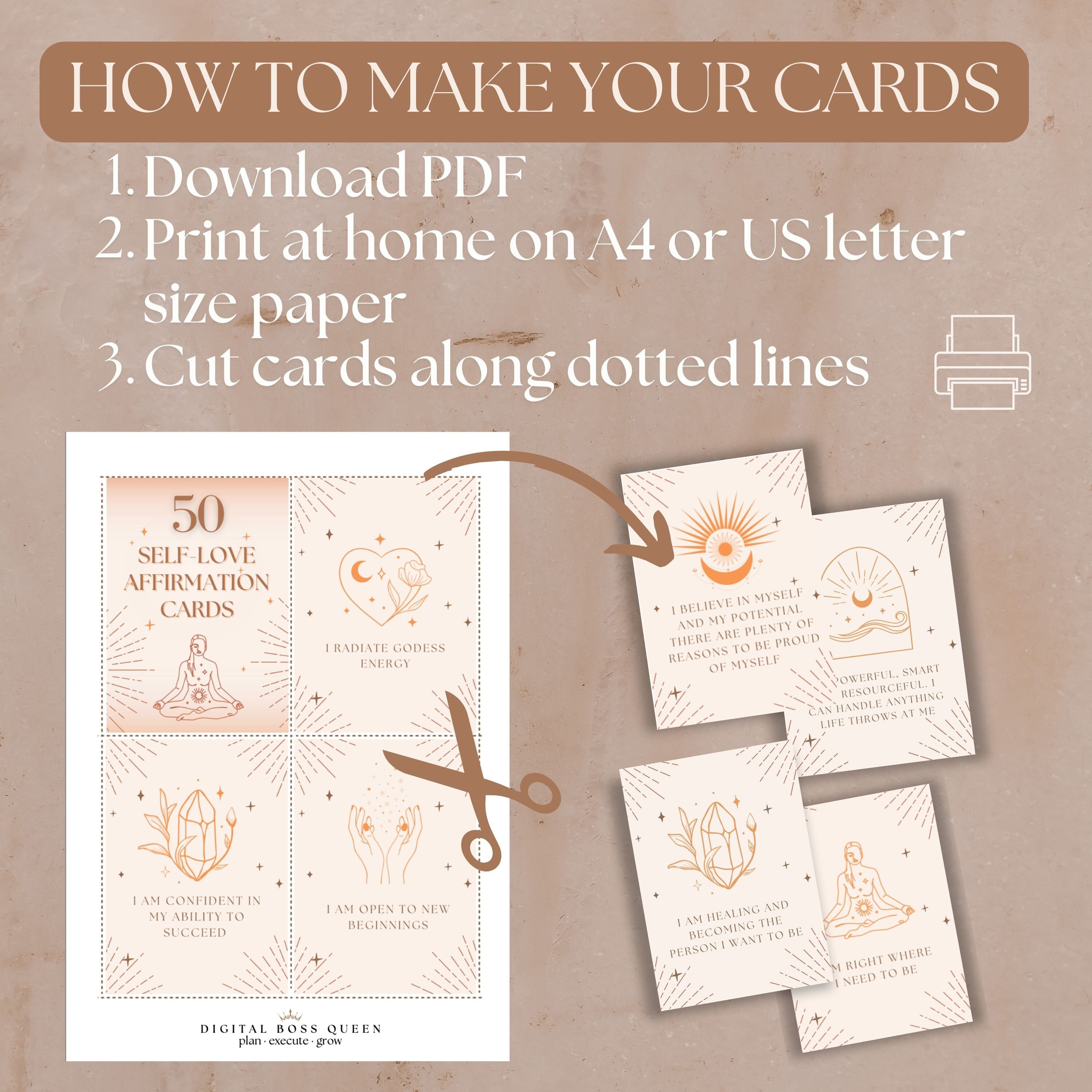 50 Self Love Affirmation Cards | Healing Printable Affirmation Card ...
