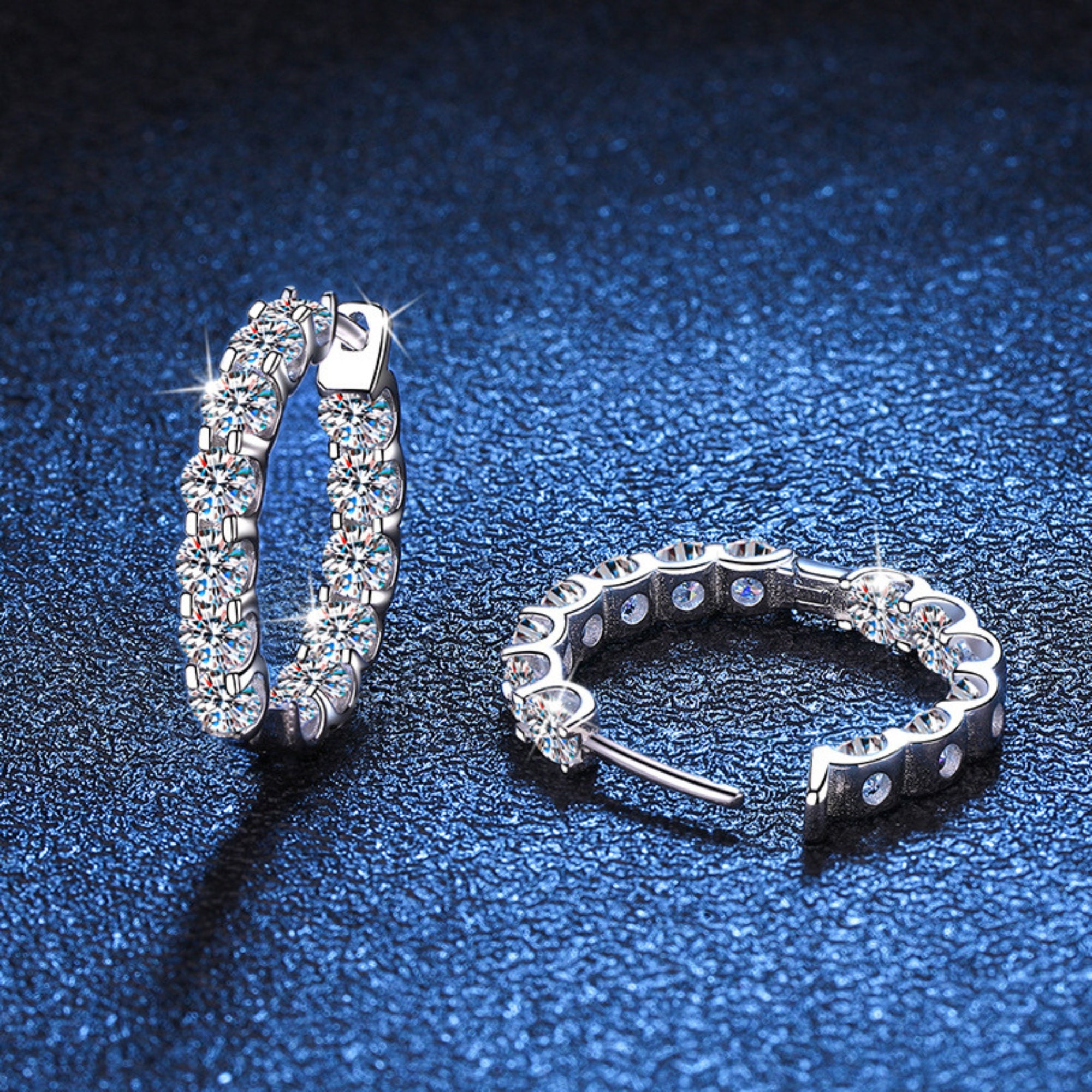Moissanite Hoop Earrings for Women Diamond Earrings 18K White Gold
