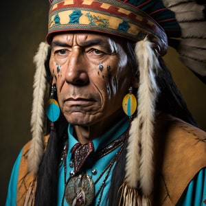 Apache Indian chief,  Digital Art Print, Christmas gift, Wall Art, AI Art, Digital Download, Home Decor, Printable, Bedroom, Living room