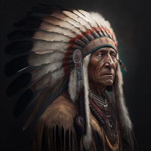 Apache Indian chief, Digital Art Print, AI Generated, Wall Art, AI Art, Digital Download, Home Decor, Printable, Bedroom, Living room