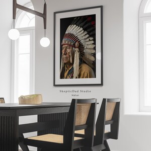 Apache Indian chief,  Digital Art Print, Christmas gift, Wall Art, AI Art, Digital Download, Home Decor, Printable, Bedroom, Living room