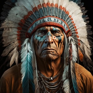 Apache Indian chief,  Digital Art Print, Christmas gift, Wall Art, AI Art, Digital Download, Home Decor, Printable, Bedroom, Living room