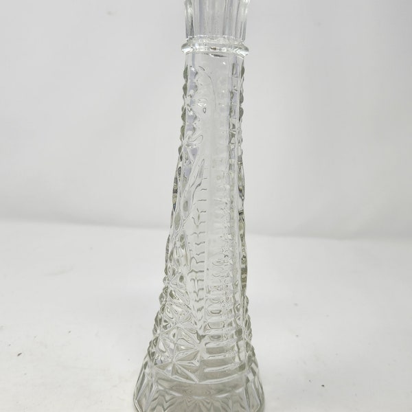 Anchor Hocking Clear Glass Bud Vase Stars & Bars Pattern