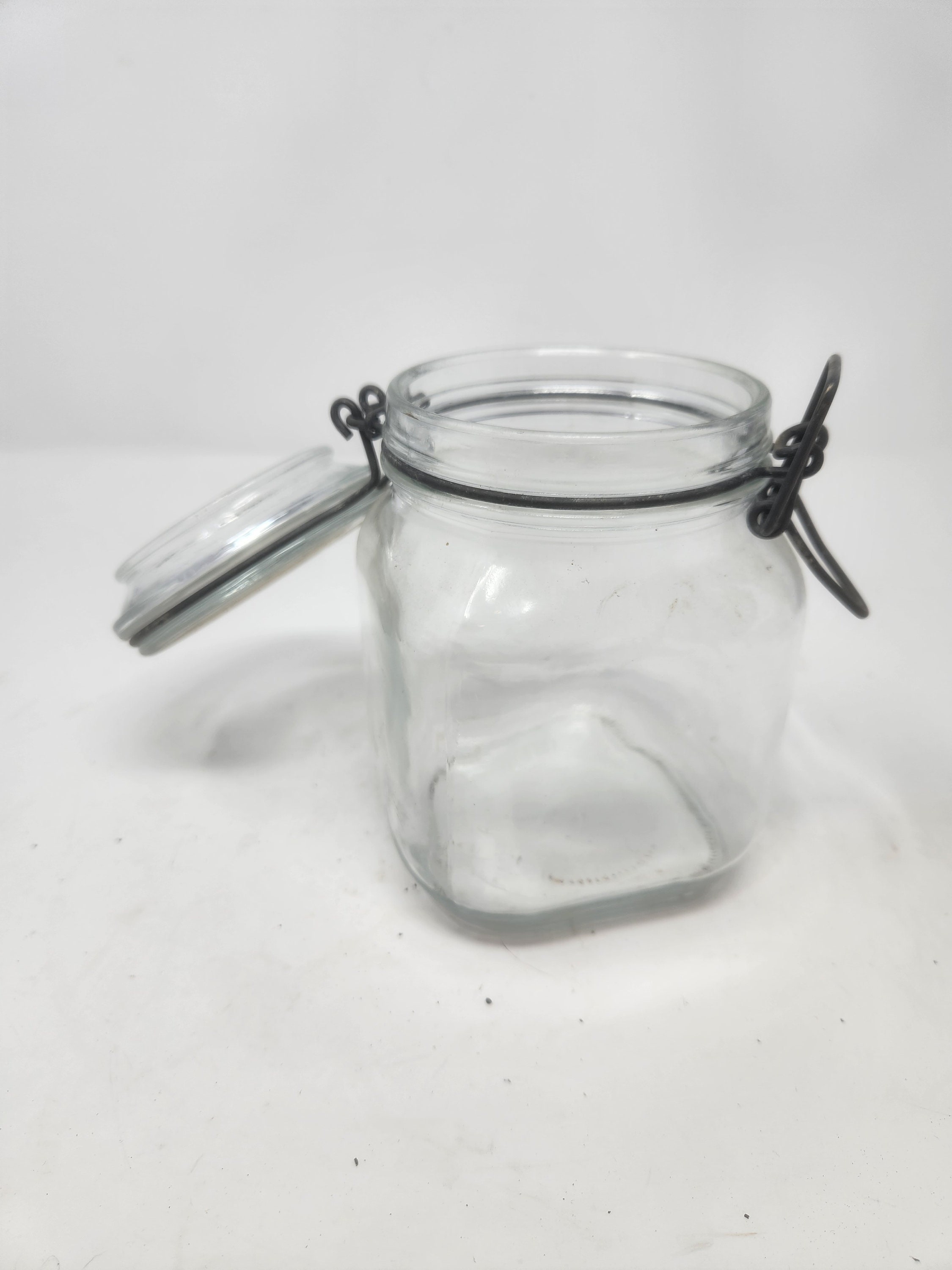 Vintage Square Glass Jar With Latch Etsy