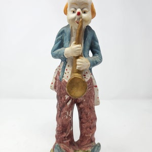 Tall Ceramic Clown with Saxophone