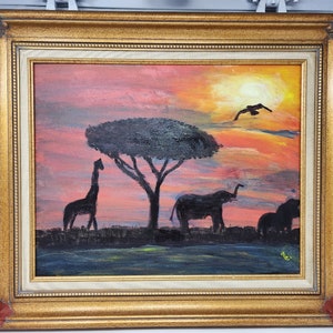 Original Dori Canvas Painting--African Safari Sunset