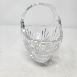 Vintage Gorham Lady Anne Split Handle Small Cut Lead Crystal Basket