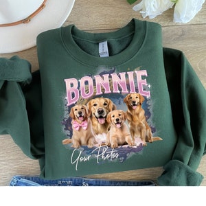 Photo Custom Dog Sweatshirt, Retro Collage Personalized Pet Sweater, 90's Custom Photo Photo Graphic Tees, Pet Design Personalized Gift