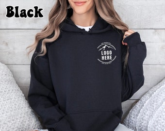 カスタム刺繍ロゴテキストパーカー、パーソナライズ刺繍ビジネスフード付きスウェットシャツ、モノグラム会社名クルーネック、ビジネスユニフォーム