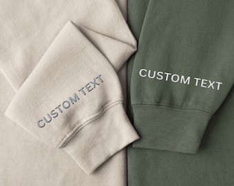 Custom Embroidered Logo Text Sweatshirt, Embroidered Business Logo Unisex Sweater, Monogram Company Name Crewneck, Logo Business Uniform Tee