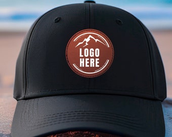 Hoed met aangepast logo, bulk aangepaste leren hoeden met patch, hoeden in bulk, hoed met leren patch, hoeden met logo, zakelijke merchandise, cadeau, vakantie, jouw bedrijfstekst