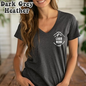 Custom Logo Design V-neck, Company Logo, Team Logo, Personalized Logo Shirt, Your Logo Here, Text Here, Create Your Graphic Logo, V neck Tee