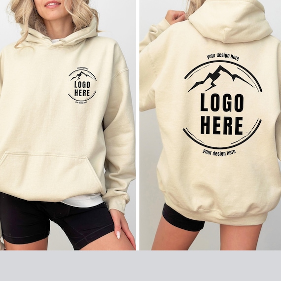 Custom Logo Design Hoodie Company Logo Hooded Sweatshirt Personalized Logo Pullover Your Logo Here Team Logo Text Create Your Graphic Etsy UK